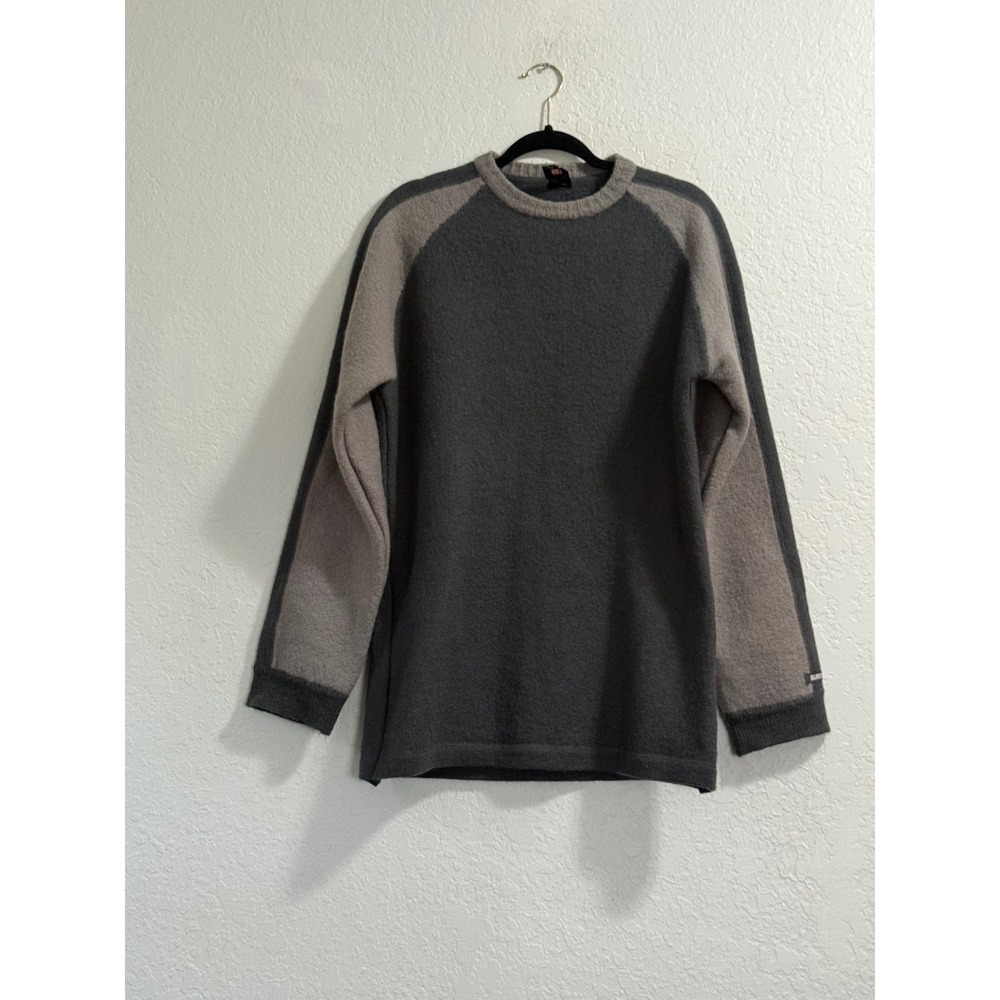 Burton Mens Wool Blend Crewneck Sweater Gray Colorblock Raglan Knit Top XL